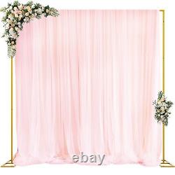 10FT x 10FT Backdrop Stand Heavy Duty with Base, Gold Portable Adjustable Pip