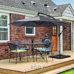 10Ft Heavy Duty Patio Hanging Offset Cantilever Patio Umbrella With Base Included