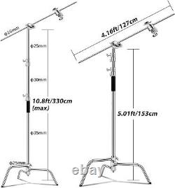 11FT Studio Heavy Duty C Light Stand Century Booms Gobo Arm Grip Stainless Steel