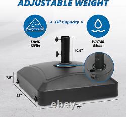 125Lb Capacity Fillable Mobile Patio Umbrella Base Heavy Duty Outdoor 4 Locks