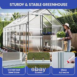12ft Heavy Duty Greenhouse Galvanized Walk In Tunnel Plant House with Sliding Door
