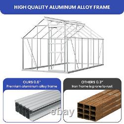 12ft Heavy Duty Greenhouse Galvanized Walk In Tunnel Plant House with Sliding Door