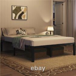 14 Inch Iron Bed Frame Slatted Bed Base with Heavy Duty Support Non-Slip, Black