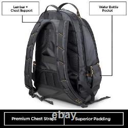 35-Pocket Solid Molded Base Heavy-Duty Tool Backpack, Waterproof Reinforced B