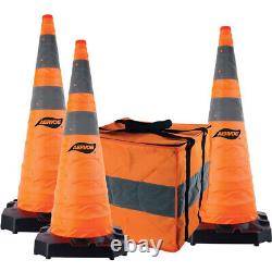 36 Heavy Duty Collapsible Safety Cones 3 Pack Kit with Rubber Base (3 Cone kit)