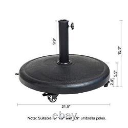 44 lb Heavy Duty Round Base Stand with Rolling Wheels for Outdoor Patio