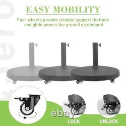 44 lb Round Heavy Duty Patio Market Umbrella Base Stand with Wheels for