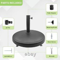 44 lb Round Heavy Duty Patio Market Umbrella Base Stand with Wheels for