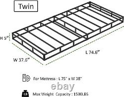 5 Inch Twin Box Spring Bed Base, 1500 Lbs Heavy Duty Metal Mattress Foundation w