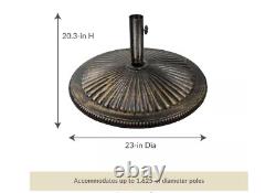 50 lb. Classic Cast Iron Patio Umbrella Base Island Umbrella Bronze Heavy Duty