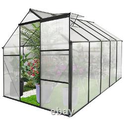 6X10FT Heavy Duty Polycarbonate Greenhouse Raised Base and Anchor Aluminum