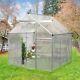 6x6 Ft Polycarbonate Heavy Duty Walk-in Garden Greenhouse Kit With Sliding Door