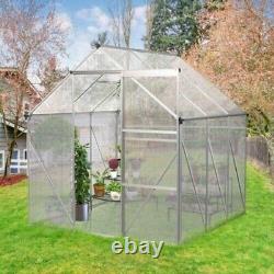 6x6 FT Polycarbonate Heavy Duty Walk-in Garden Greenhouse Kit with Sliding Door