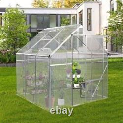 6x6 FT Polycarbonate Heavy Duty Walk-in Garden Greenhouse Kit with Sliding Door