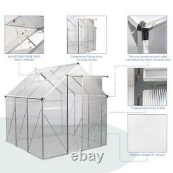 6x6 FT Polycarbonate Heavy Duty Walk-in Garden Greenhouse Kit with Sliding Door