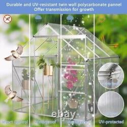 6x6 FT Polycarbonate Heavy Duty Walk-in Garden Greenhouse Kit with Sliding Door