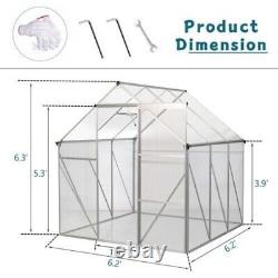 6x6 FT Polycarbonate Heavy Duty Walk-in Garden Greenhouse Kit with Sliding Door