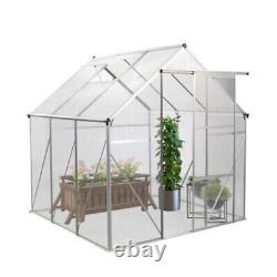 6x6 FT Polycarbonate Heavy Duty Walk-in Garden Greenhouse Kit with Sliding Door