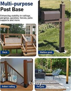 8 Pack Heavy Duty 4x4 Post Base Kit for Deck, Fence, Mailbox, Pergola Supports