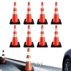 8 Pcs Collapsible Light up LED Traffic Cone First Responder Heavy Duty Base 28