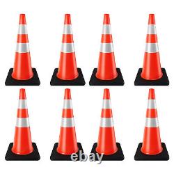 8 Pcs Light up LED Traffic Cone First Responder Heavy Duty Base 28 Collapsible