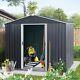 8x6 Ft Large Outdoor Storage Shed Metal Heavy Duty Storage House With Floor Base