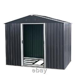 8x6 FT Large Outdoor Storage Shed Metal Heavy Duty Storage House with Floor Base