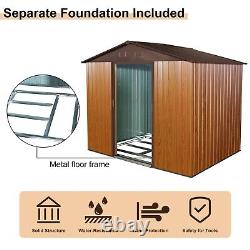 8x6 FT Outdoor Large Heavy Duty Metal Storage Shed with Floor Base & Lockable Door