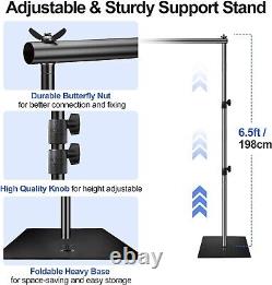 Adjustable Photography Backdrop Stand 6.5x10ft Heavy Duty Metal Base Black