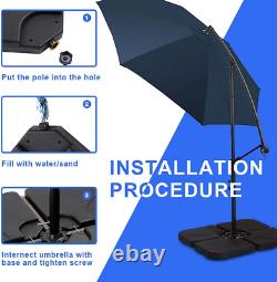 Crossbar Patio Umbrella Base with 4-Piece Heavy-Duty Cantilever Offset and Easy