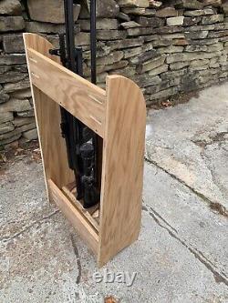 Custom Heavy Duty Wooden walnut base Gun Rifle Display Rack, 6 guns