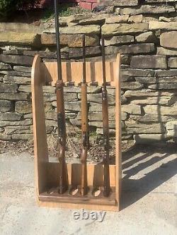 Custom Heavy Duty Wooden walnut base Gun Rifle Display Rack, 6 guns