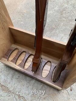 Custom Heavy Duty Wooden walnut base Gun Rifle Display Rack, 6 guns