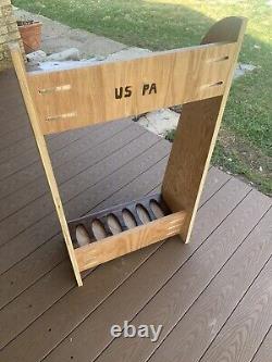 Custom Heavy Duty Wooden walnut base Gun Rifle Display Rack, 6 guns