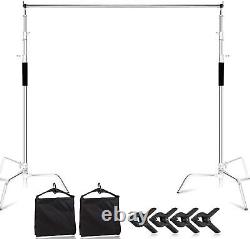 Heavy Duty 10FT Background Backdrop C Stand Studio Turtle Base Stainless Steel
