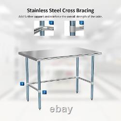 Heavy Duty 48 x 30 x 34 Open Base Stainless Steel Work Table for Restaurant