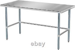 Heavy Duty 60 x 30 x 34 Open Base Stainless Steel Work Table for Restaurant