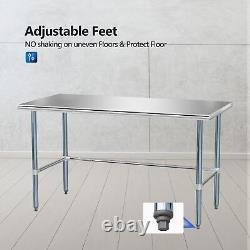 Heavy Duty 60 x 30 x 34 Open Base Stainless Steel Work Table for Restaurant