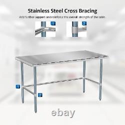 Heavy Duty 60 x 30 x 34 Open Base Stainless Steel Work Table for Restaurant