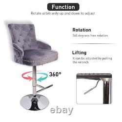 Heavy Duty Base Velvet Bar Stool Dining Chair & High Back Wide Seat Load 200lbs