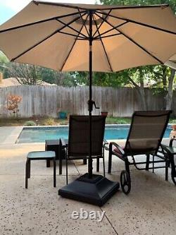 Heavy Duty Rolling Mobile Umbrella Base Stand Sand/Water Fillable for Patio Deck