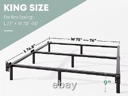 King Bed Frame, 9 Inch Heavy Duty Base for Box Spring, 9-Leg Support, Easy Assembl
