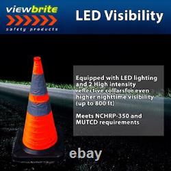 Light up LED Traffic Cone First Responder Heavy Duty Base 28 Collapsible + Case