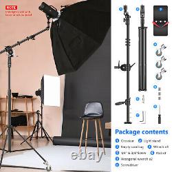 NEEWER 2.4m Heavy Duty Light Stand with Casters Photography Wheeled Base Stand