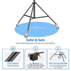 Neewer Heavy Duty Light Stand with Casters, 2.4m Wheeled Base Tripod Stand