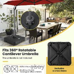 Outdoor Patio 200lbs Fillable Cantilever Umbrella Base Heavy-Duty Water-Filled