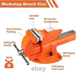 PONY 5-inch Heavy-Duty Bench Vise Utility Combination Pipe Vise 360° Swivel Base