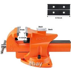 PONY 5-inch Heavy-Duty Bench Vise Utility Combination Pipe Vise 360° Swivel Base