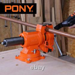 Pony 5 Inch Bench Vise Heavy Duty 5512 LBS Clamping Force 360 Degree Swivel Base