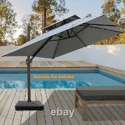 Square Patio Offset Umbrella Base Sand Fully Filled 150lb Heavy Duty Stand